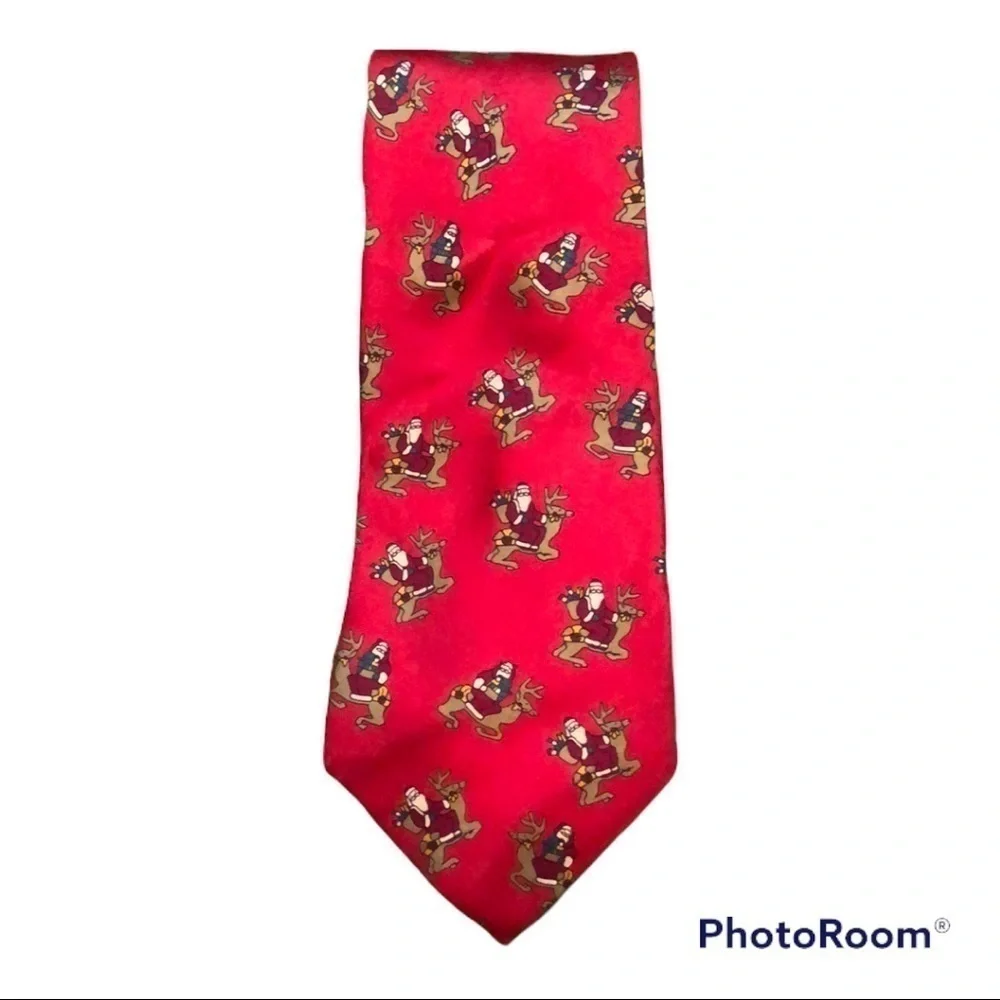 Perry Ellis Portfolio 100% Silk Festive Christmas Holiday Tie . Made In the USA